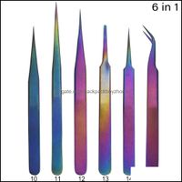 6 In 1 1.5Mm Pliers Precision Tweezers Set Esd Anti-Static Stainless Steel Maintain Repair Tool For Craft Jewelry Electronics Laboratory Dro