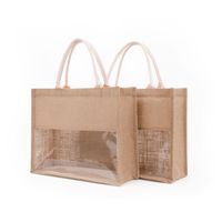 Burlap Tote Eco Friendly Shopping Bag with Handles Clear Win...