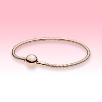 Women Mens 18K Rose gold plated Bracelet DIY Charms Hand Chain for Pandora 925 Silver Moments Snake Chain Bracelet with Original b262e