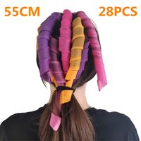 55cm Portable Magic DIY Hair Rollers Spiral Round Curls Wave Former No Heat Curler for Women and Girls 220606