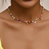 Collane a ciondolo boho rice perline stella per donne ragazze bohémien stile alla moda di tendenza colorato con perline di perline di gioielleria
