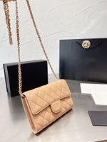 Diseñadores Bolsos de hombro Luxury bolso bolso bolsas de bolsas cluth marca de alta calidad clásica cuero genuino woc caviare caja original de 20 cm beige