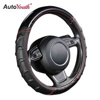 AUTOYOUTH Willow Patterned Massage Car Steering Wheel Cover Soccer Pattern Splice Light Leather Universal Fits Most Car Styling H220422