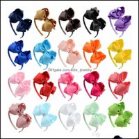 Headbands Hair Jewelry 4.5 Inch Baby Girls Ribbon Bow Hairbands Princess Boutique Grosgrain Accessories Girl Plastic Double Bows Sticks Drop