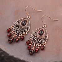 Dangle & Chandelier Bohemian Red Stone Beads Summer Earrings For Women Jewelry Bijoux Ethnic Gypsy Tassel EarringsDangle