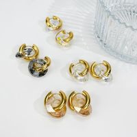 Hoop & Huggie ALLME Vintage Bling Rainbow Transparent Glass Circle Earrings Gold Color Titanium Steel Round Earring For Women