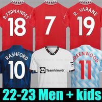 RONALDO Camisas de futebol Manchester 2021 2022 UNITED MAN SANCHO SHAW UTD VAN DE BEEK VARANE B. FERNANDES RASHFORD GREENWOOD POGBA camisa de futebol 21 22 homem + crianças kit