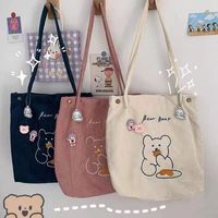 Storage Bags Bag Japanese Corduroy Bear Shoulder Women Cross Body Animal Shopping Handbag BagsStorage