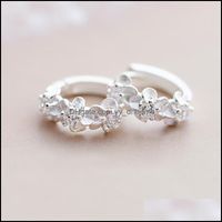 Hoop Hie Earrings Jewelry Solid Sterling Sier Little Flowers Zirconia A1935 Drop Delivery 2021 Nxr1K