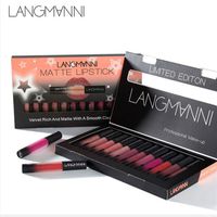 Matte Lipstick Set 12pcs lot Waterproof Nutritious Velvet Lipstick Red Tint Nude Women Fashion Lips Makeup Set2063