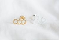 10 PCS lots of women's fashion sexy gold silver pink honeycomb wholesale ED039 stud earrings women holiday best gift