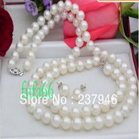 New Fine Genuine Pearl Jewelry PERFECT 20" 8-9MM WHITE AKOYA PEARL NECKLACE SET 14KT262g