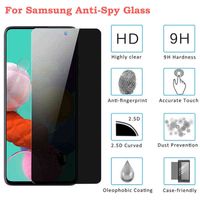2 STÜCKE Anti-Spion-gehärtetes Glas für Samsung A51 A71 A21 A31 A11 A12 A12 A32 M21 M51 Displayschutzfolie für Samsung M11 M31 A50 S20FE-Film AA220326