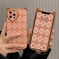 Cute Ears Love Heart Camera Protector Phone Case For iPhone 13 Pro Max 11 12 X XR XS Max Shockproof Soft Cover