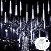 Strings Outdoor Lights 8 Tube Meteor Shower Rain Solar Icicle Raindrop Snow Falling Light For Garden Patio Holiday Party DecoLED LED