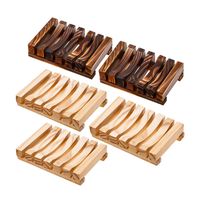 Natural Bamboo Wooden Soap Dishes Plate Tray Holder Box Case...