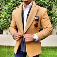 Blazer de chaqueta marrón para hombres Tweed de lana de ocio