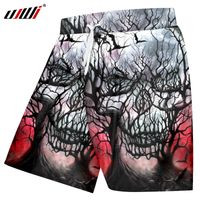 UJWI Summer Men Board Shorts 3D Print Black Skull Fashion Mens Bermuda Beach Shorts Black Trousers Plus Size 5XL Quick Dry 220616