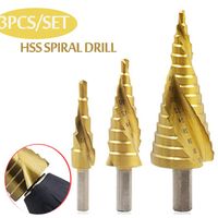Professional Drill Bits 3PCS SET 4-12 20 32mm HSS Spiral Grooved Center Bit Solid Carbide Mini Accessories Titanium Step Cone
