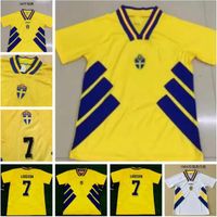1994 World Cup Sweden Retro version Soccer Jerseys Home #10 DAHLIN #11 BROLIN #7 LARSSON Soccer Shirt Customized Football Uniform