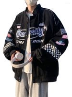 Erkek Ceketleri Nakış Moda Sokak Giyim Yarışı Erkek Kadın Y2K Hiphop Motosiklet Ekose Vintage Bombacı Harajuku Sonbahar Katmanlar