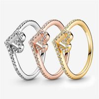 High Polishing 925 Sterling Silver Sparkling Wishbone Heart Ring For Women Wedding Rings Fashion Engagement Jewelry Accessories293k