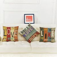 Almohada /letras vintage decorativas estilo lino de algod￳n creativo de amor