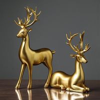 Creative Couple Deer Sculptures Home Decor Collectible Figurines Wedding Gifts Office Bookself Ornaments Reindeer Statues296E