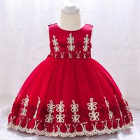 Retail 2019 Baby Girl Birthday Party Ball Gown Dresses With Flower Baptism Princess Dress Wedding Dress For Girls L1837xz Y19050802919