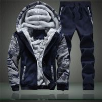 Winter Hoodie Sets Men Fashion Fleece Camouflage Hoodies Black Brand Pants Casual Jogger Suit Tracksuit Sweatshirt Men Pullover 220518