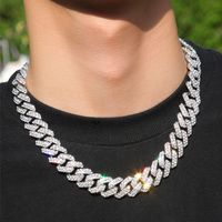 18 mm kubanische Verbindung Kette Herren Halskette Designer Schmuck Goldkette für Man Party Hip Hop Diamant ECED -Ketten AAA Österreichischer Strass