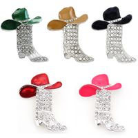 20 Pcs Lot Fashion Jewelry Brooches Multicolor Lucky Hat Western Boots Brooches Cowboy Shoes Pins