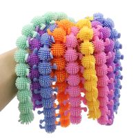 TPR Fidget Toys Caterpillar Sensory Stretchy String Decompression Noodles Elastic Soft Spiky String Stretching Ropes Bracelet Wristband Stress Toy for Adult Kids