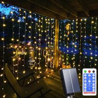 Strings Solar Lights For Garden Decoration Icicle Curtain Light Waterproof Garland 3MX3M With Remote Christmas Decorations 2022LED LED