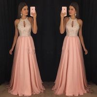 2022 Gorgeous Chiffon Prom Dresses A- Line Halter Major Beade...