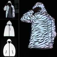 Erkek Ceketler Erkek Kapşonlu Ceket Floresan Rüzgar Yemeği Erkek Giyim 2022 Sıradan Yansıtıcı Hip Hop Ceket Dış Giyim Streeetwear