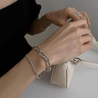 Cadeia de link Correia da Coréia do Sul dongdaemun shinestone incrustado em camada dupla 925sterling bracelete de prata feminina estudante-interesse desilink