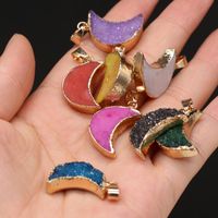 Pendant Necklaces Natural Stone Druzy Quartzs Pendants Reiki Heal Moon Shape Crystal For Jewelry Making Necklace Earrings AccessoriesPendant