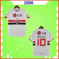 2006 SAO PAULO Retro Soccer Jerseys # 10 Souza Black Red White 06 Classic Vintage Home White Football Shirt Top Quality Camisa de Futebol