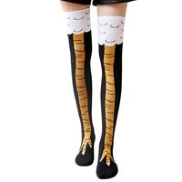 New Winter Warm Cartoon Animals Stockings Women's Yellow 3D Chicken Feet Toe Cotton Blend Long Knee High Socks 283V