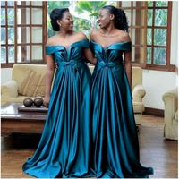 2022 South African Satin Bridesmaid Dresses Off the Shoulder...