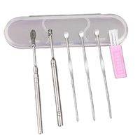 Kit per nail art 6pcs/set utensili per la rimozione delle cere auricolare in acciaio inossidabile kit cure igienico auricolare cuccioli di pulizia auricolare con spazzola