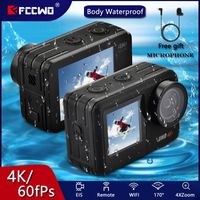 FCCWO Action Camera 4K 60FPS 20mp Wodoodporna 5-40 m EIS WIFI Anti-Shake Sport Cam Podwodny Video Dotknij LCD Dual ekran kamery internetowej
