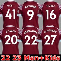 22 23 West Hams Bowen Rice Soccer Jerseys Benrahma Lanzini Antonio Yarmolenko Noble Fornals Dawson Vlasic Soucek 2022 2023Jersey Camisa de futebol Men