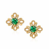 Stud vintage rzeźbia zielona krystaliczne szmaragdowe szlachetne kolczyki Diamenty dla kobiet złota biżuteria Brincos Bijoux Akcesoria