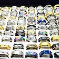 Whole Bulk Lot 50PCs Men's Women's Mix Styles Stainless Steel Ring Party Engagement Jewelry Bands Rings244S