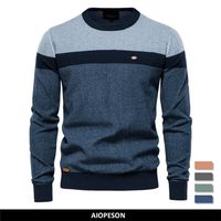 Мужские свитера Aiopeson Splicated Cotton Sweater Мужчины повседневное однокачественное PU 220823