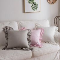Cojín/almohada decorativa loto de loto encaje volante cubierta cojín nórdico color sólido algodón de algodón simple cintura de almohada de almohada decoración del hogar