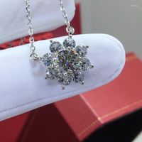 Pendenti argento 925 originale 1 test diamond oltre d colore moissanite girasole per matrimoni collana a ciondolo catena di gemme per donne