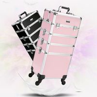 Valizler Kadın Tramvay Kozmetik Çantalar Tekerlek Tırnakları Makyaj Araç Kutusu Çıkarılabilir Katlanabilir Güzellik Kutusu Seyahat Çantası Yuvarlanma Bagaj Bagaj Bavula